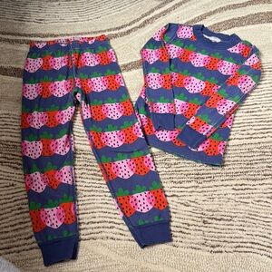 Hanna Andersson Kids Pajamas - Blue and Pink Strawberry Print